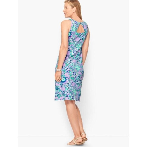 Talbots Effortless Womens Sz L Purple Floral Performance Stretch Dress Golf - Picture 4 of 9